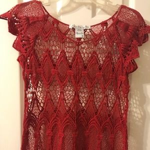 ✨SOLD✨ Cute & Flirty Red Crocheted top